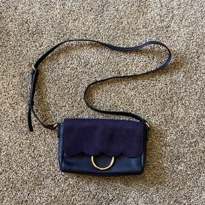 Navy leather Crossbody Purse